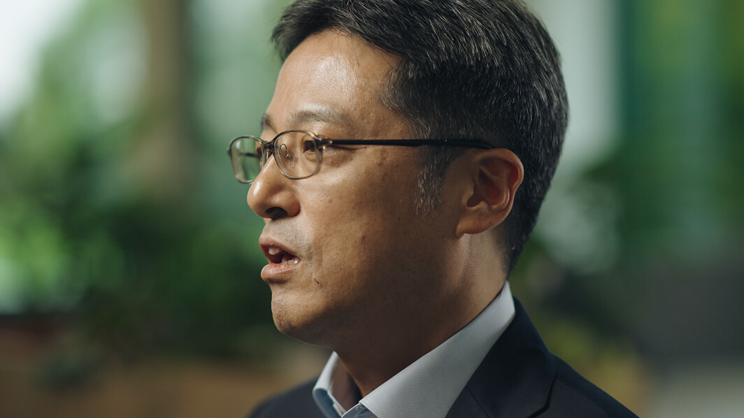 NSG Group President & CEO, Hiro Hosonuma being interviewed